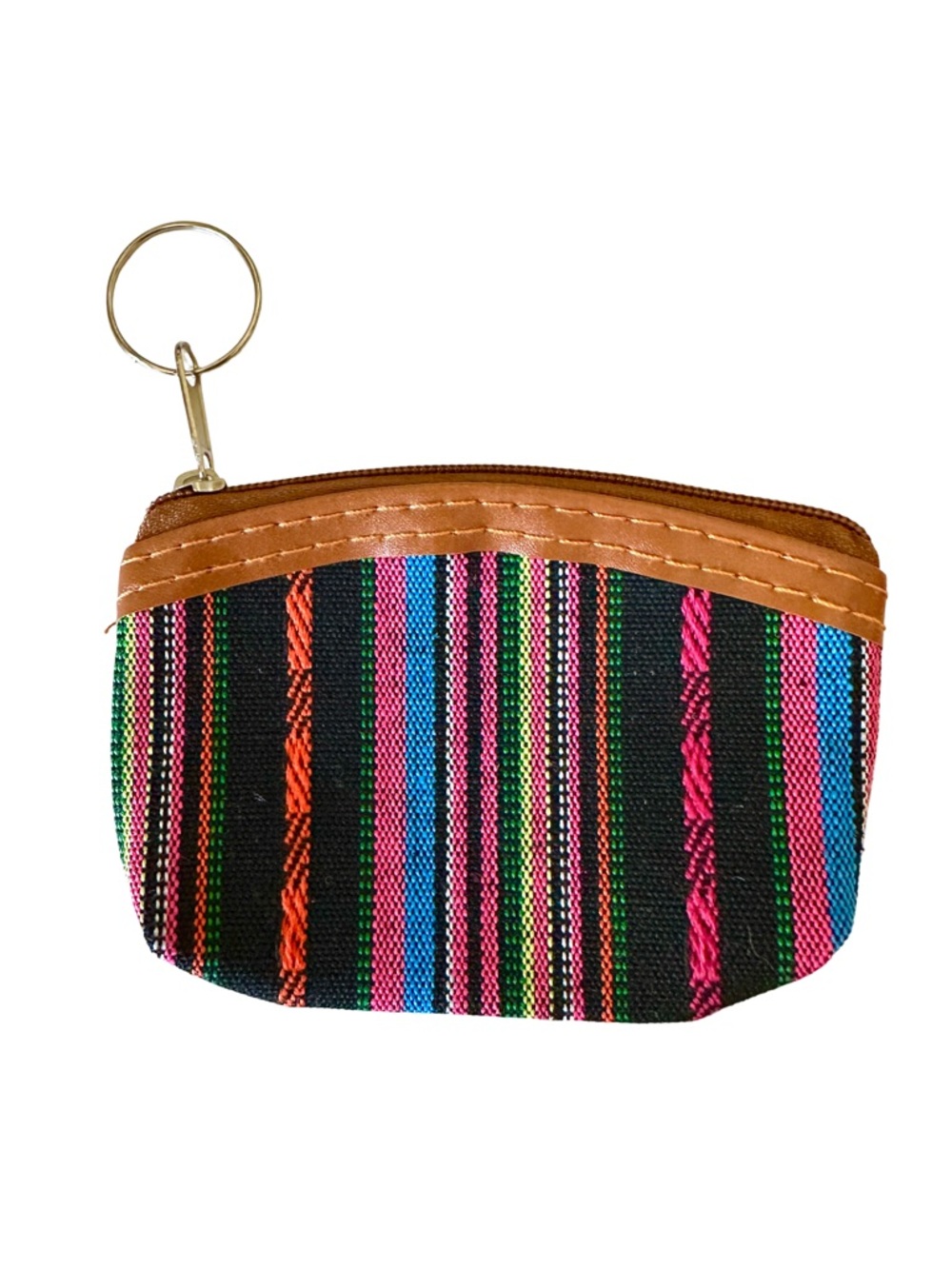 ⭐️ 5 for $25 Striped Woven Canvas Keyring Coin Pouch with Zipper
